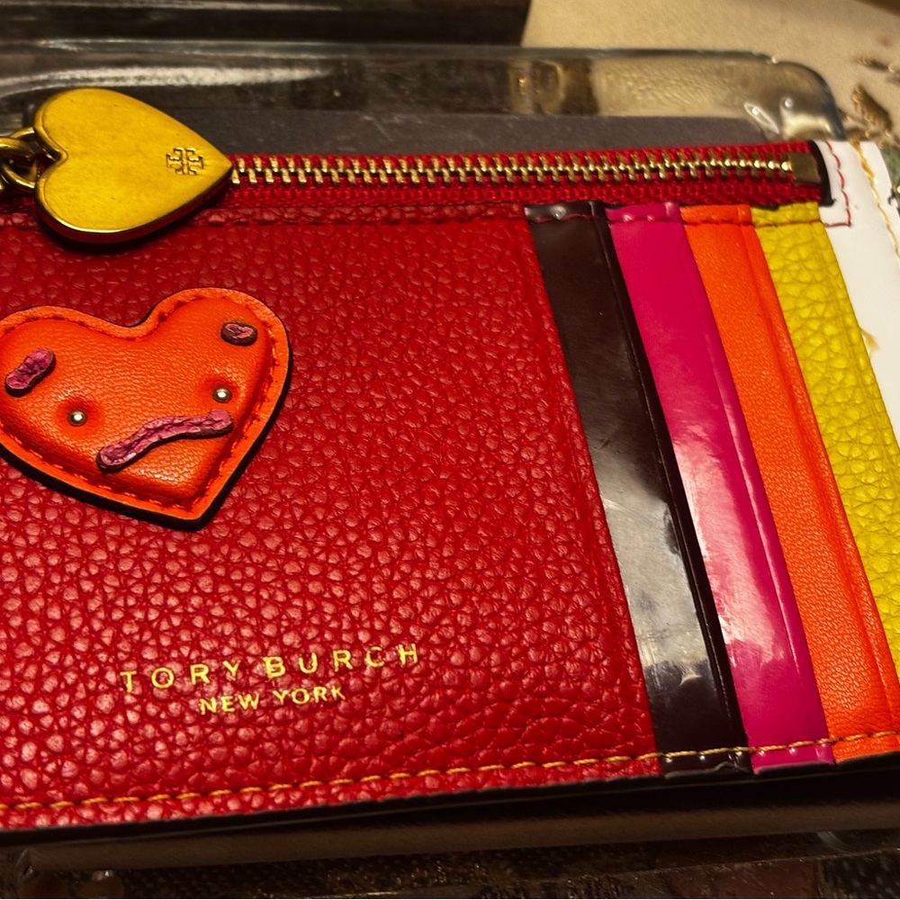 Tory Burch Chic Red Leather card holder.